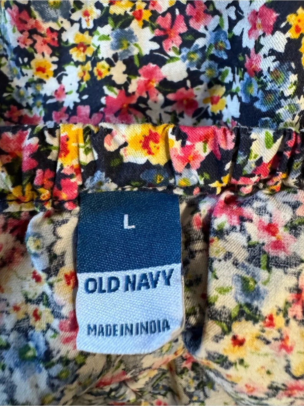 Old Navy Floral Peasant Blouse Top Large Cottage Prairie Bohemian Puff Sleeves
